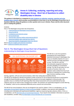 Protection Cluster (n.d.) Short Set of Questions to collect disability data in Ukraine using Washington Group_in eng with ukr